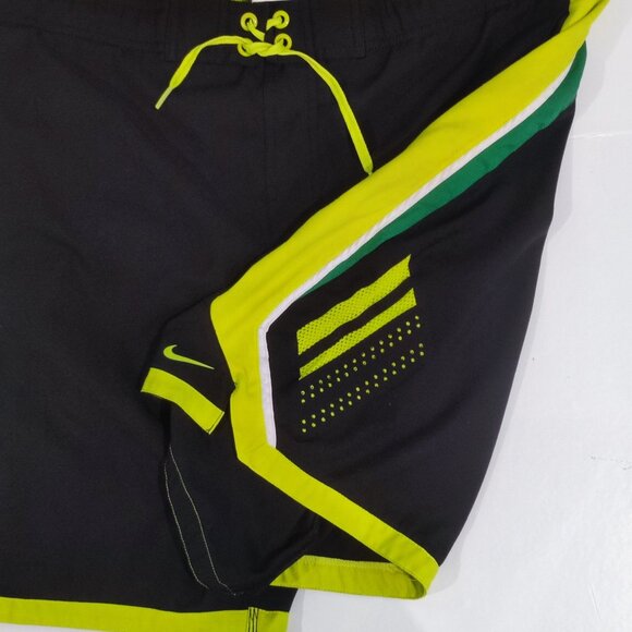Nike dri-fit swim trunk black with green and yellow design men's size M - Picture 7 of 12